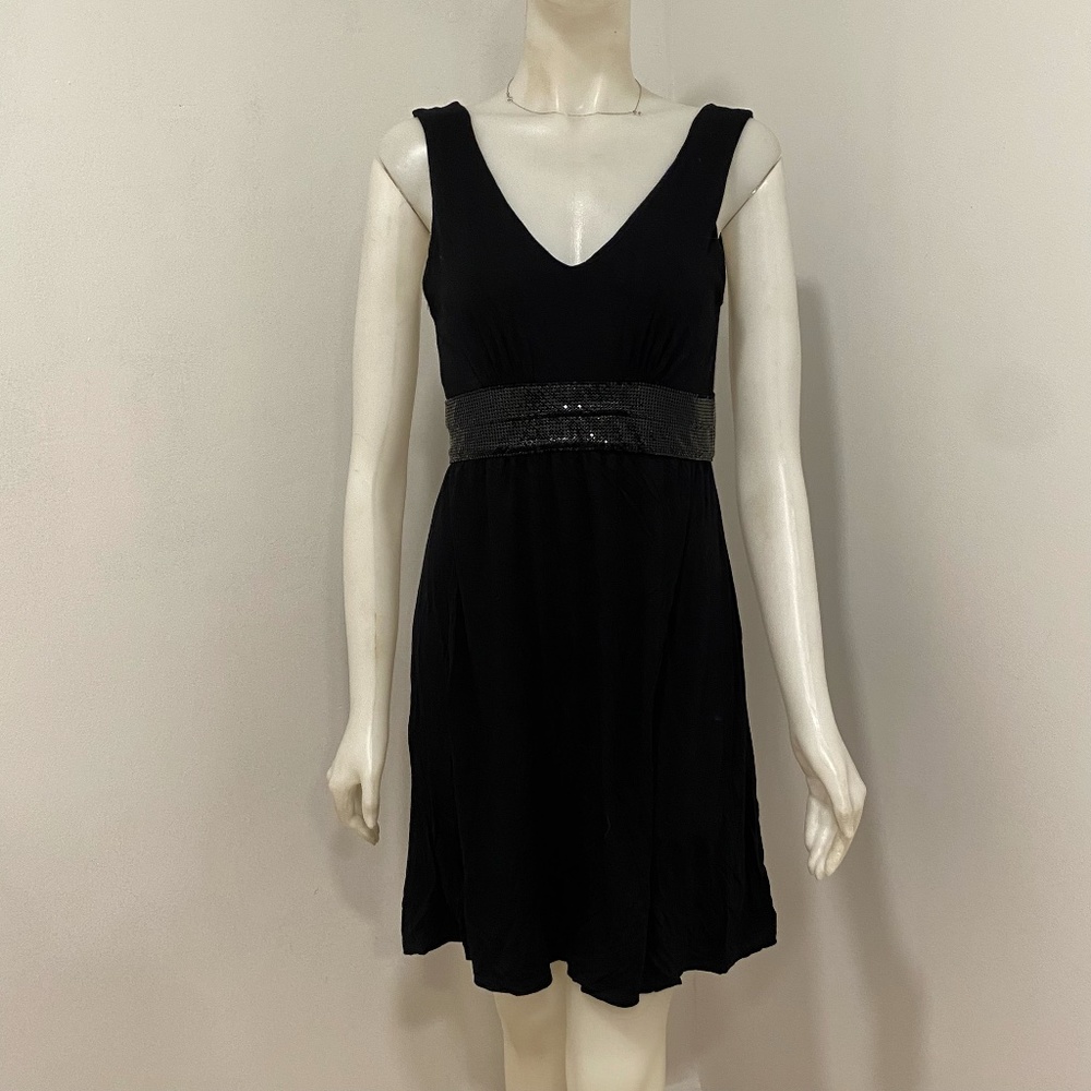 Ella Moss Black Alix Dress Chain Mail Waist Medium M